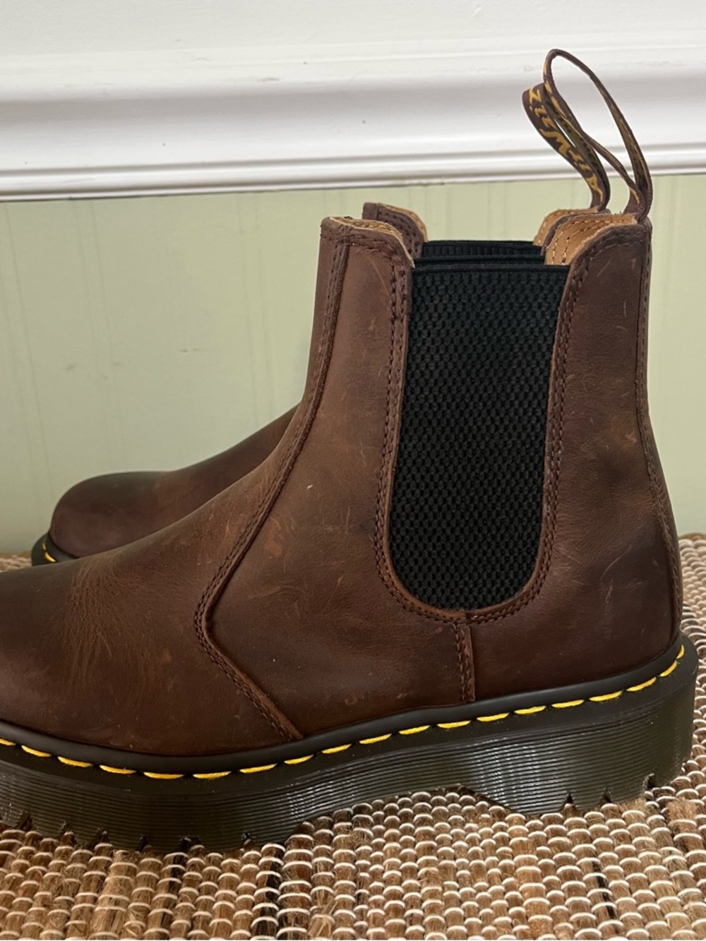 Dr. Martens Brown Leather and Yellow Outsole Detail - Picture 7 of 11